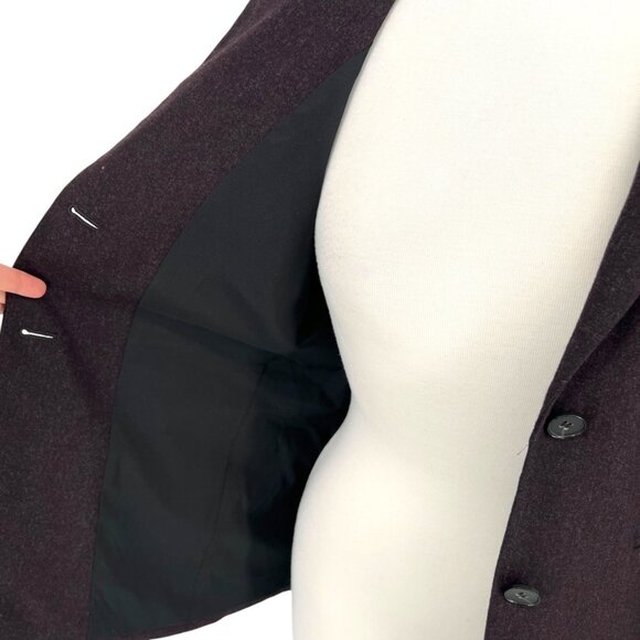 Theory Andorie Virgin Wool Tailored Two Button Blazer Dark Plum Burgundy Size 6 - Picture 9 of 16